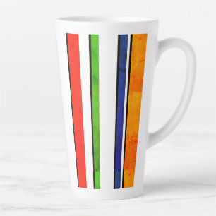 Lines pattern colours aluminium water bottle latte mug