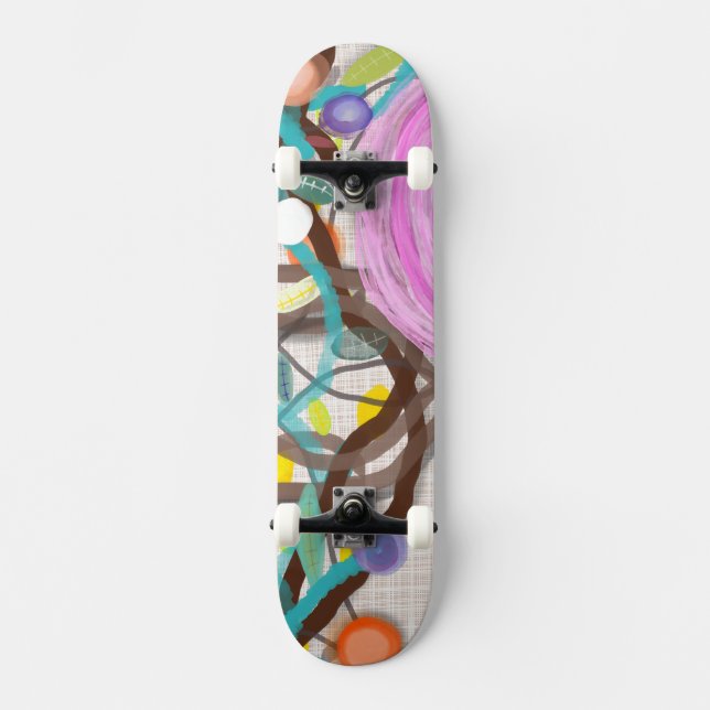 Lines rainbow splatter melting skateboard (Front)