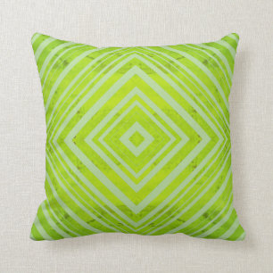 LINES RECTANGULAR SHAPES PATTERN IN LIME GREEN CUSHION