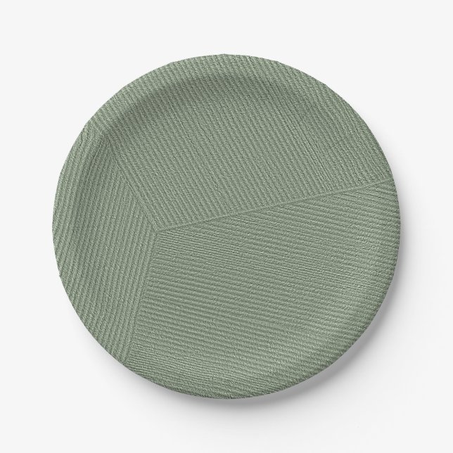Lines Sage Green Paper Plate (Front)