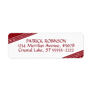 Lines & Stars Corners   Red and White Return Address Label