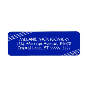 Lines & Stars   Editable Royal Blue Return Address Label