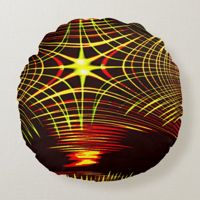 Lines that repeat in wave and light effect? round cushion (Front)