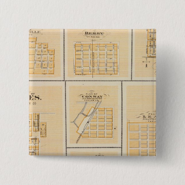Lineville, Derby, Glidden, Ames, Conway 15 Cm Square Badge (Front)