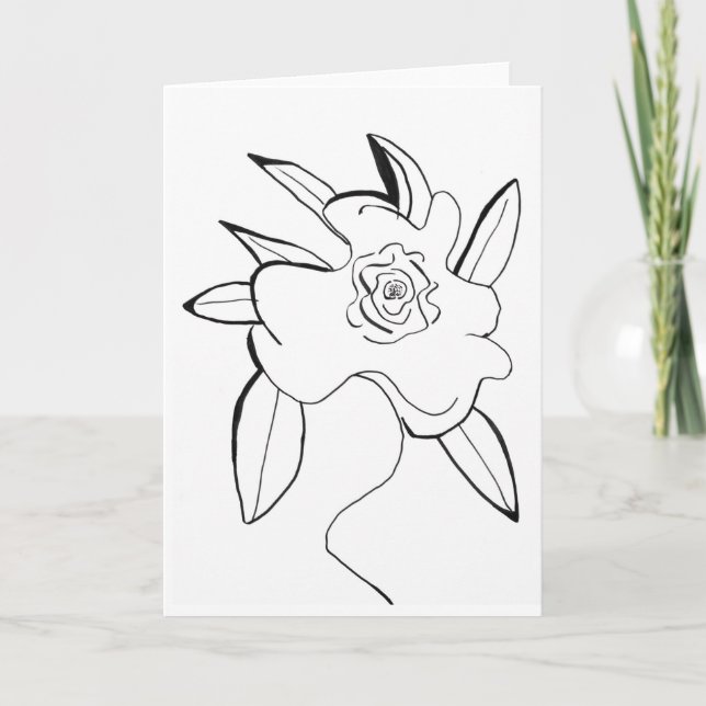 Linework Flower Folded Thank You Card (Front)