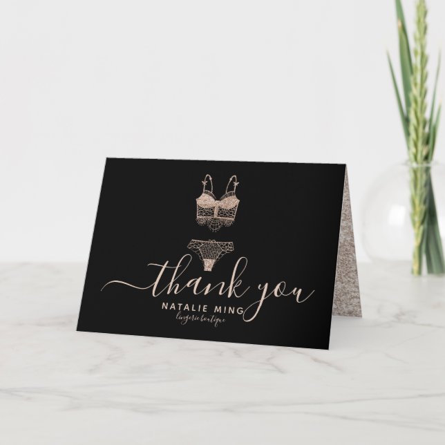 Lingerie Boutique Logo Business Thank you Card (Front)