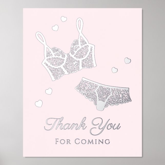 Lingerie Bridal Shower Bachelorette Party Welcome Foil Prints (Front)