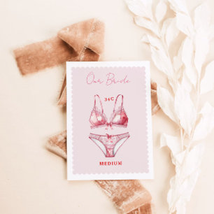 Lingerie Bridal Shower Bachelorette Size Card