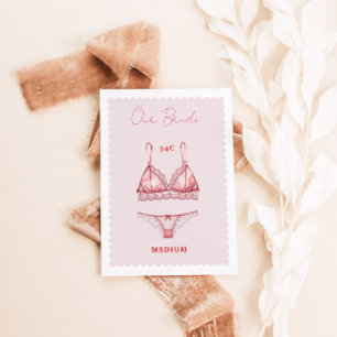 Lingerie Bridal Shower Bachelorette Size Card