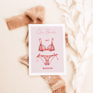 Lingerie Bridal Shower Bachelorette Size Card