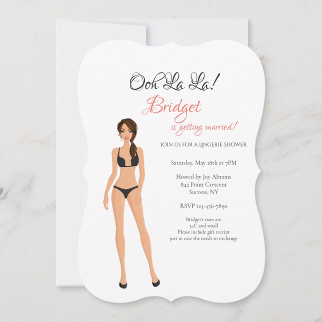 Lingerie Bridal Shower Black Invitation (Front)
