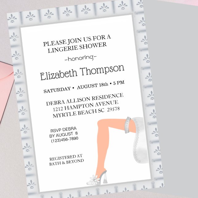  Lingerie Bridal Shower Elegant Silver  Invitation (Creator Uploaded)