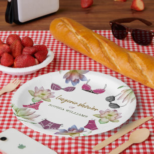 Lingerie Bridal Shower Floral Theme Paper Plate