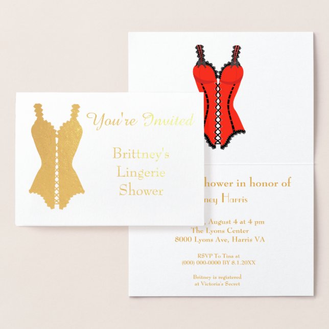 Lingerie Bridal Shower Foil Card (Display)
