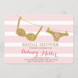 Lingerie Bridal Shower Invitation Pink & Gold