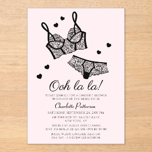 Lingerie Bridal Shower Panty Bachelorette Party Acrylic Invitations