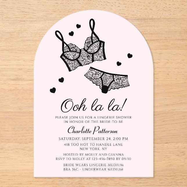 Lingerie Bridal Shower Panty Bachelorette Party Acrylic Invitations (Front)