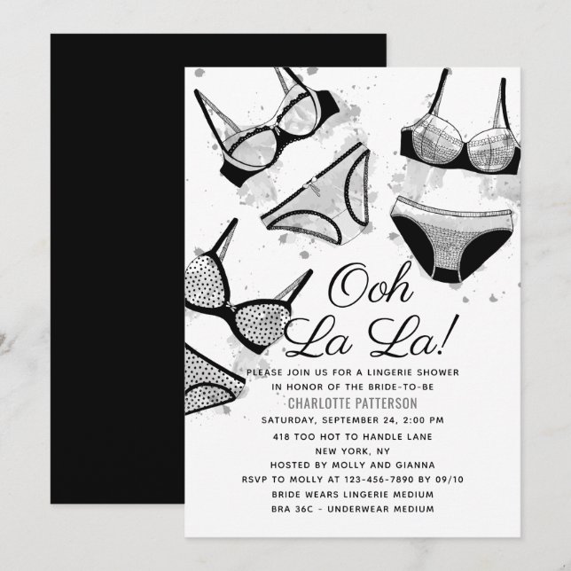 Lingerie Bridal Shower Panty Bachelorette Party Invitation (Front/Back)