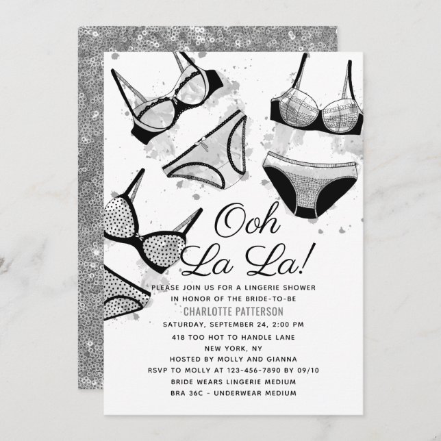 Lingerie Bridal Shower Panty Bachelorette Party Invitation (Front/Back)
