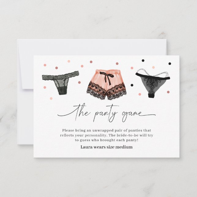 Lingerie Bridal Shower Panty Game Card (Front)