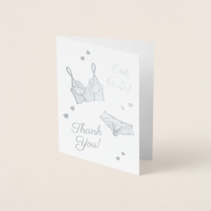 Lingerie Bridal Shower Panty Party Thank You Foil Card