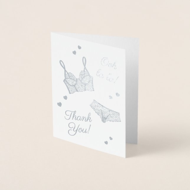 Lingerie Bridal Shower Panty Party Thank You Foil Card (Front)