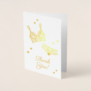 Lingerie Bridal Shower Panty Party Thank You Foil Card