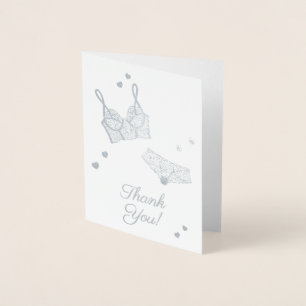 Lingerie Bridal Shower Panty Party Thank You Foil Card