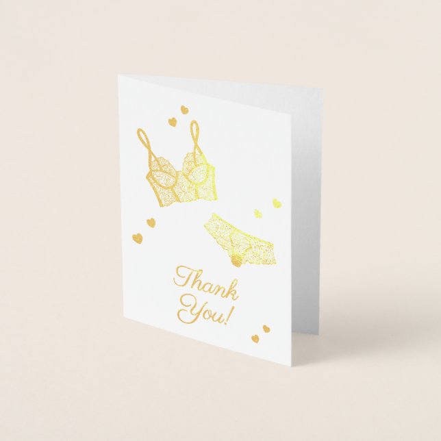 Lingerie Bridal Shower Panty Party Thank You Foil Card (Front)