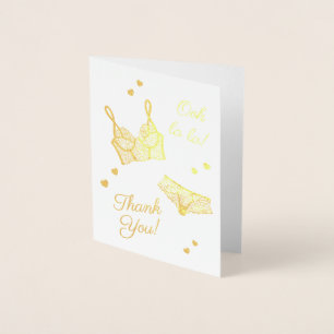 Lingerie Bridal Shower Panty Party Thank You Foil Card