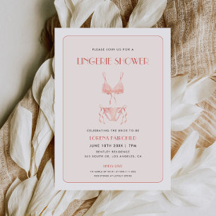 Lingerie Bridal Shower Retro Pink and White Invitation