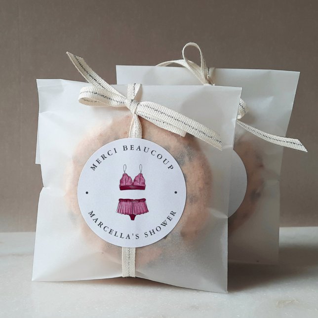 Lingerie Bridal Shower Thank You Favour Classic Round Sticker (Creator Uploaded)