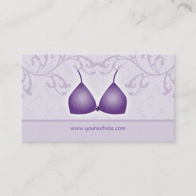 Lingerie Business Card Damask Bra Purple (Front)