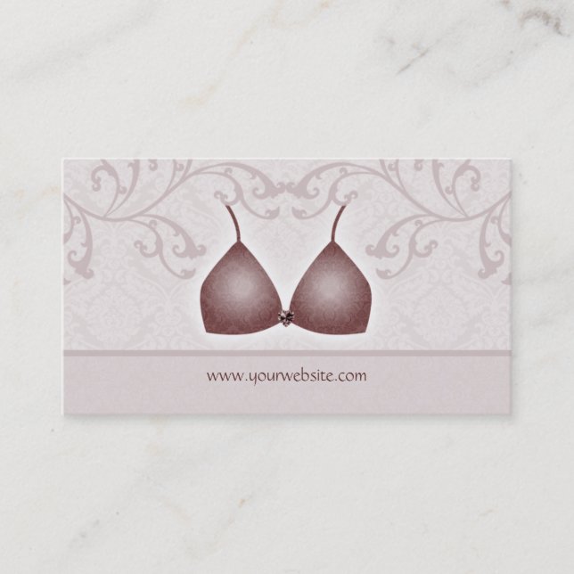 Lingerie Business Card Damask Bra Taupe (Front)
