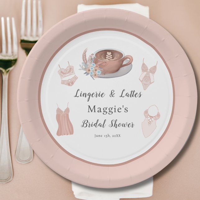 Lingerie & Lattes Bridal Shower Paper Plate (Creator Uploaded)