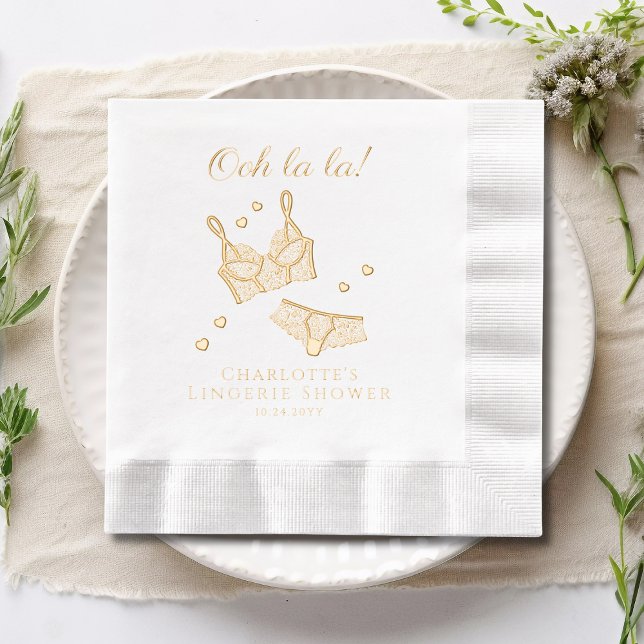 Lingerie Party Bridal Shower Bachelorette Party Foil Napkins (Creator Uploaded)