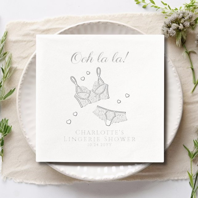 Lingerie Party Bridal Shower Bachelorette Party Foil Napkins (Creator Uploaded)