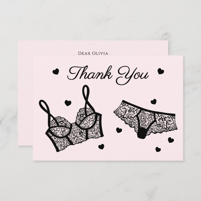 Lingerie Party Bridal Shower Photo Thank You (Front/Back)