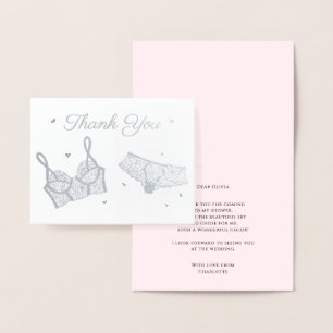 Lingerie Party Bridal Shower Photo Thank You Foil Card