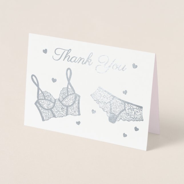 Lingerie Party Bridal Shower Photo Thank You Foil Card (Front)