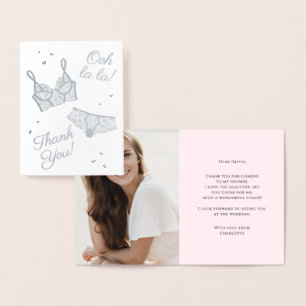 Lingerie Party Bridal Shower Photo Thank You Foil Card
