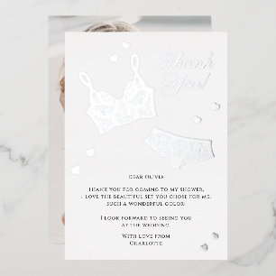 Lingerie Party Bridal Shower Photo Thank You Foil Holiday Card