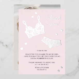 Lingerie Party Bridal Shower Photo Thank You Foil Holiday Card