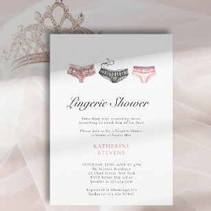 Lingerie Pink Black Watercolor Chic Bridal Shower Invitation