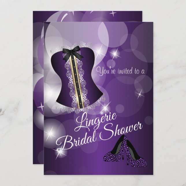 Lingerie Purple Bridal Shower Party Invitation (Front/Back)