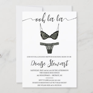 Lingerie Shower, Black and White, Bridal Shower Invitation