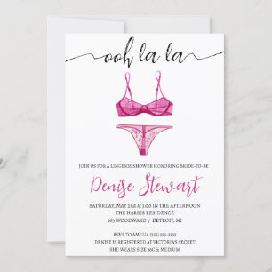 Lingerie Shower, Black, White, Pink, Bridal Shower Invitation