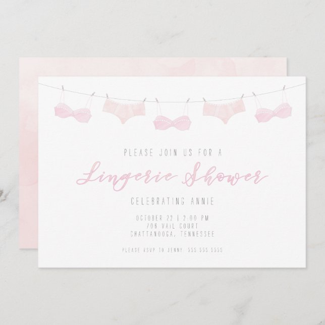 Lingerie Shower Invitation - Watercolor (Front/Back)