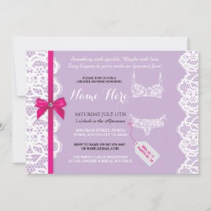 Lingerie Shower Invite Purple Bridal Party Lace
