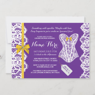 Lingerie Shower Invite Purple Bridal Party Lace